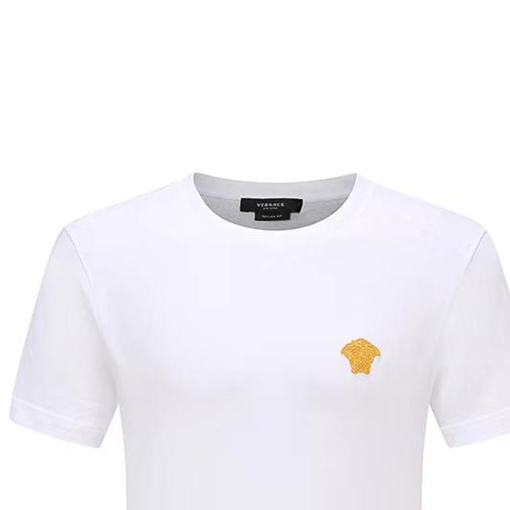 Sizing ヴェルサーチ SS23 メデューサ刺繍 白 カジュアル 半袖 Tシャツ メンズ. 1008481-1A06063-1W000