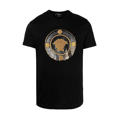 VERSACE SS23 Medusa Logo Graphic Print Crewneck T-Shirt Men Black 1009328-1A06786-1B000