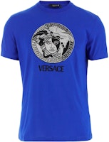 VERSACE SS23 Medusa Logo Print Blue Short Sleeve T-Shirt for Men. 1006984-1A04967-1UE30 VERSACE SS23 Medusa Logo Print Blue Short Sleeve T-Shirt for Men. 1006984-1A04967-1UE30