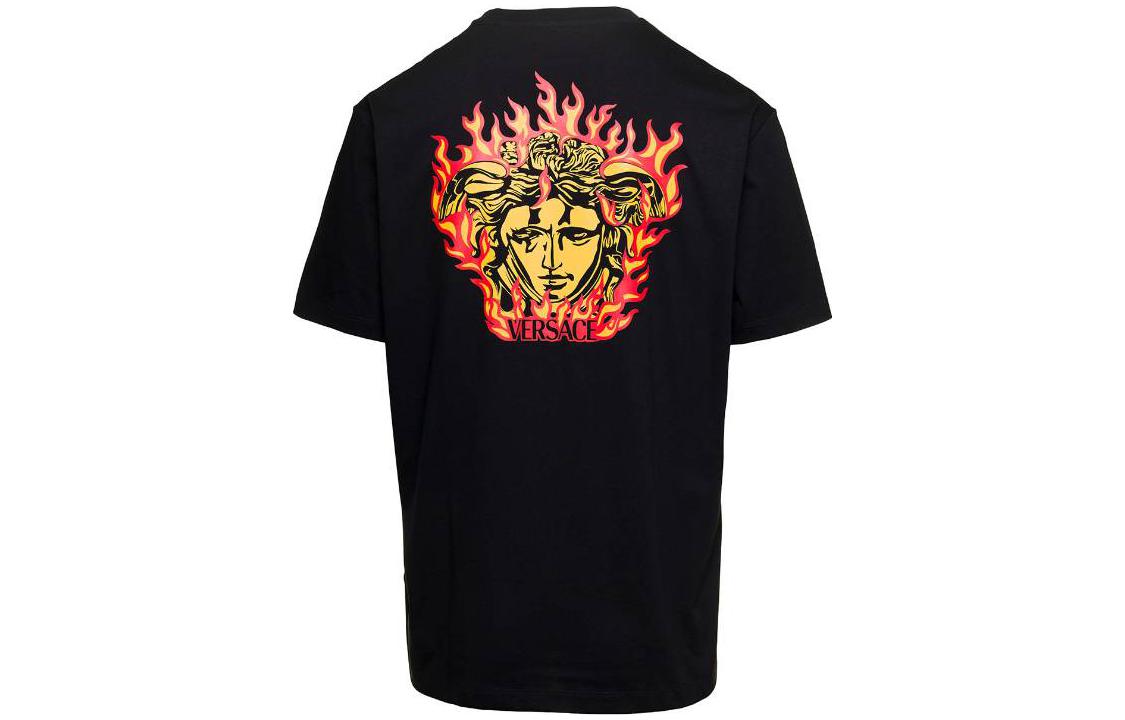 Order VERSACE SS23 Kaos Casual Crewneck Motif Medusa Hitam. 1010645-1A07707-1B000
