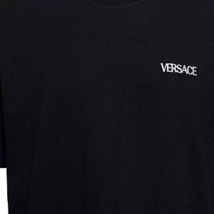 Details for VERSACE SS23 Kaos Casual Crewneck Motif Medusa Hitam. 1010645-1A07707-1B000