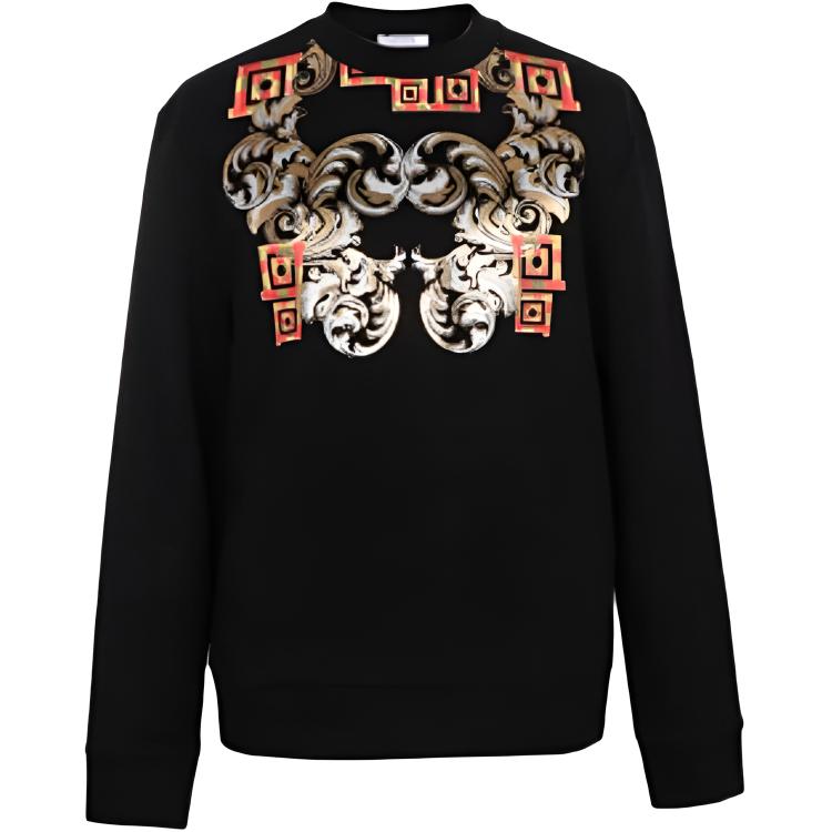 Versace SS23 Patterned Print Black Sweatshirt Edition V800821M-VJ00400-V7008