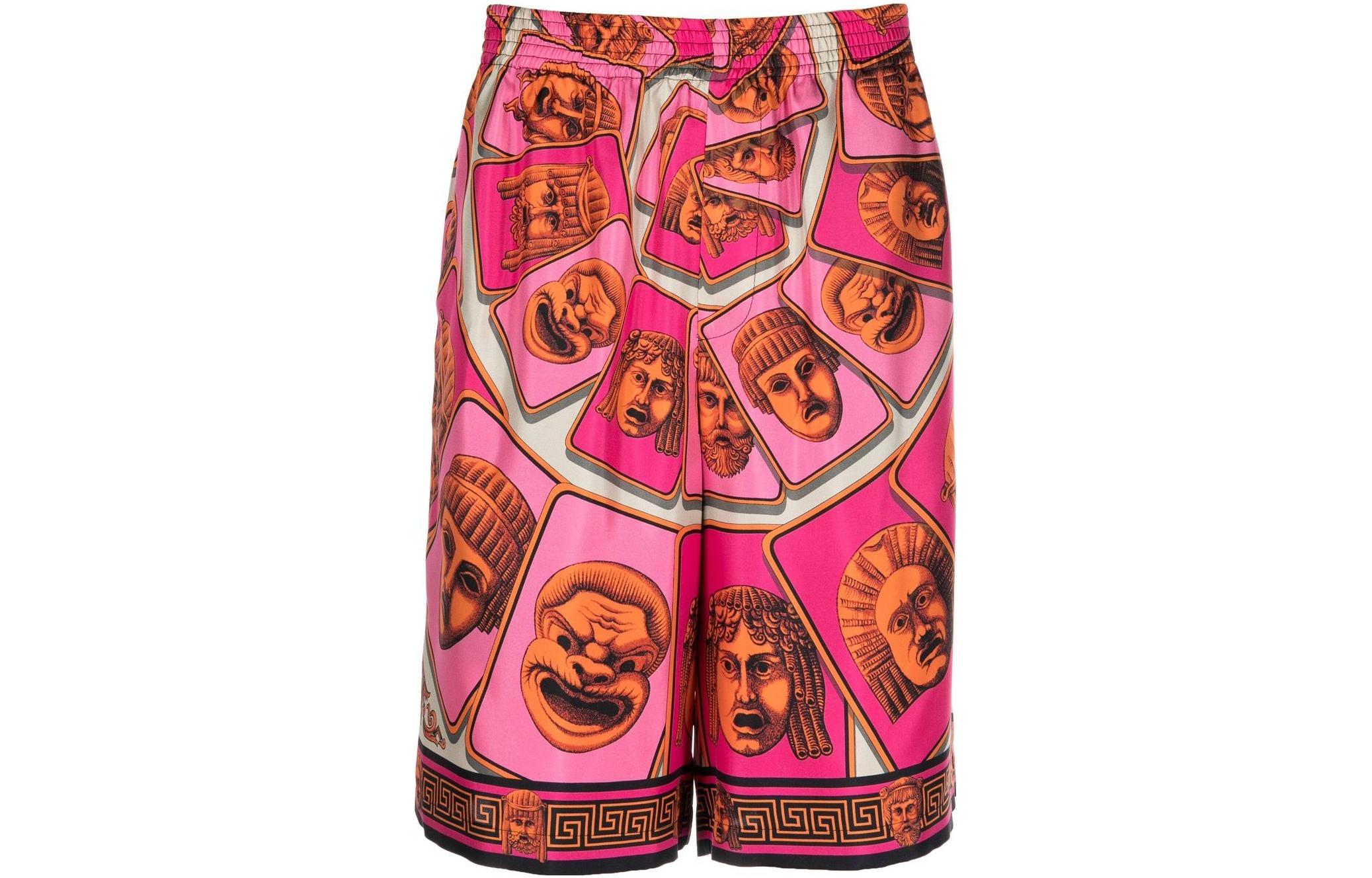VERSACE SS23 Pink Cartoon Print Straight Shorts for Men 1002476-1A06818-5O270