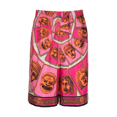 VERSACE SS23 Pink Cartoon Print Straight Shorts for Men 1002476-1A06818-5O270