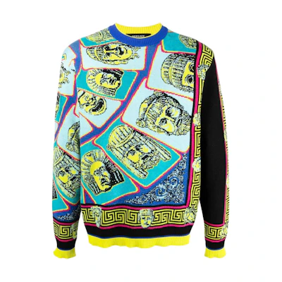 Versace SS23 Portrait Print Crewneck Pullover Long Sleeve Sweatshirt Mens Multi-color 1009299-1A06842-5G540