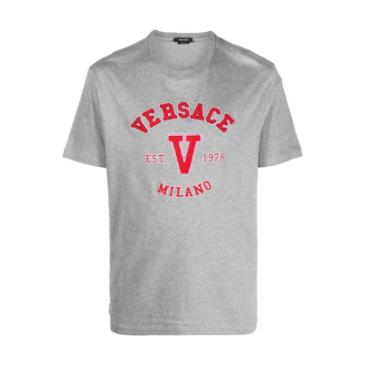 VERSACE SS23 Resort Collection Logo Crewneck Short Sleeve T-Shirt Grey 1008480-1A06062-1E100