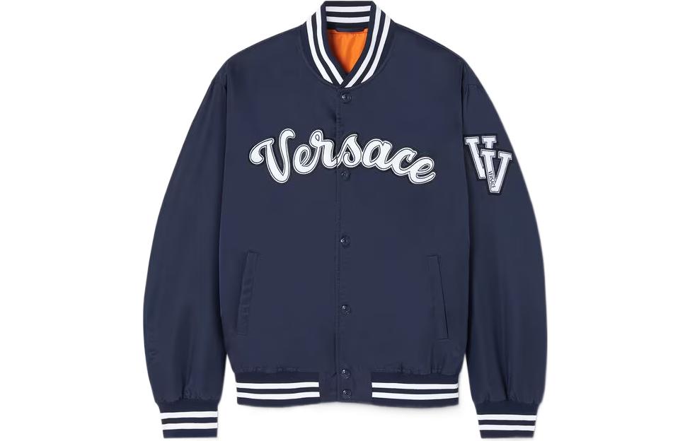 Versace SS23 Resort Colorblock Striped Logo Print Jacket Blue - Fashion 1008027-1A05725-1UD70