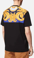 Shop VERSACE SS23 度假系列多彩印花雲山黑色T恤 1008483-1A06065-5U670