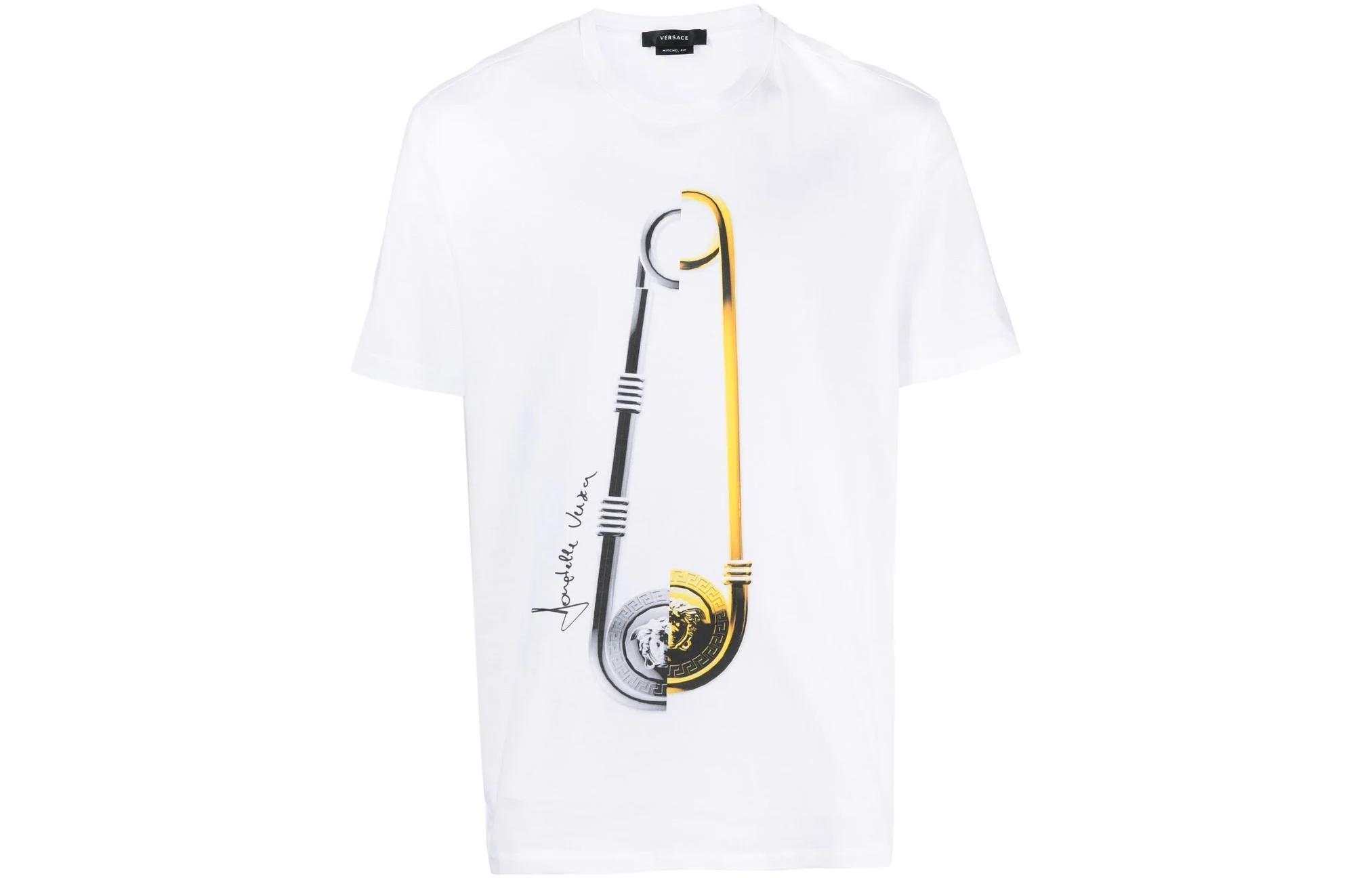 VERSACE SS23 Safety Pin Graphic Print Crewneck T-Shirt White  Fashion 1008674-1A06222-2W580 圖 2