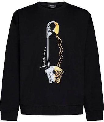VERSACE SS23 Safety Pin Print Crewneck Pullover Sweatshirt Black Men 1008676-1A06226-2B510 Order VERSACE SS23 Safety Pin Print Crewneck Pullover Sweatshirt Black Men 1008676-1A06226-2B510
