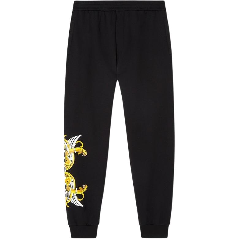 Versace SS23 Solid Color Floral Embroidered Casual Pants Black . 1006483-1A04494-2B510