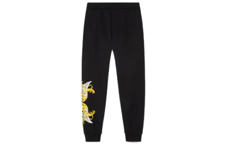 Order Versace SS23 Solid Color Floral Embroidered Casual Pants Black . 1006483-1A04494-2B510