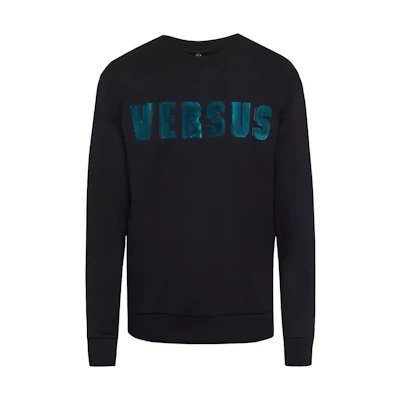 Versace SS23 Solid Color Letter Print Sweatshirt Black BU90395-BJ20431-B2102