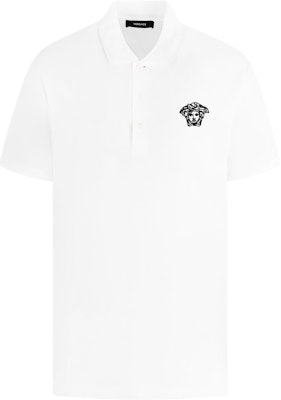 Versace SS23 Solid Color Logo Polo Shirt White A89507S-A231377 Order Versace SS23 Solid Color Logo Polo Shirt White A89507S-A231377
