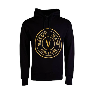 Versace SS23 Solid Color Printed Hoodie Black 23AP145-G89