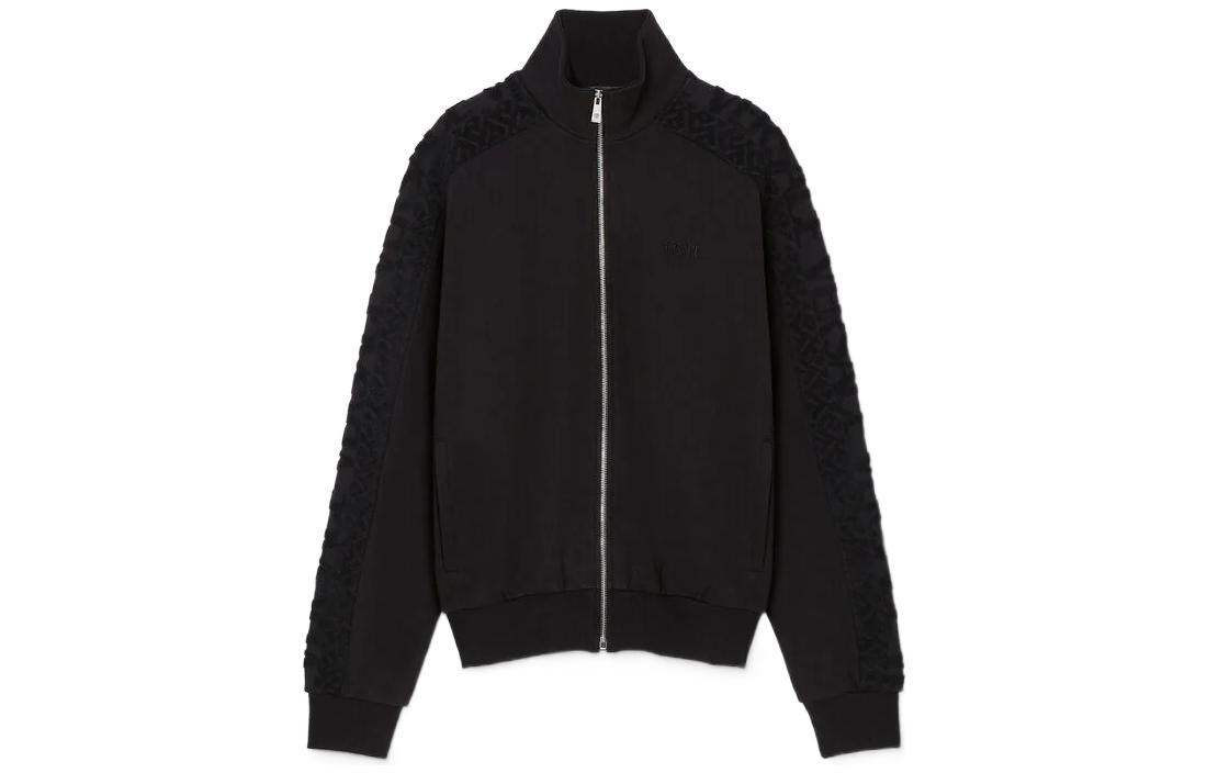 Versace SS23 Solid Color Zip-Up Jacket Black 1008621-1A06082-1B000