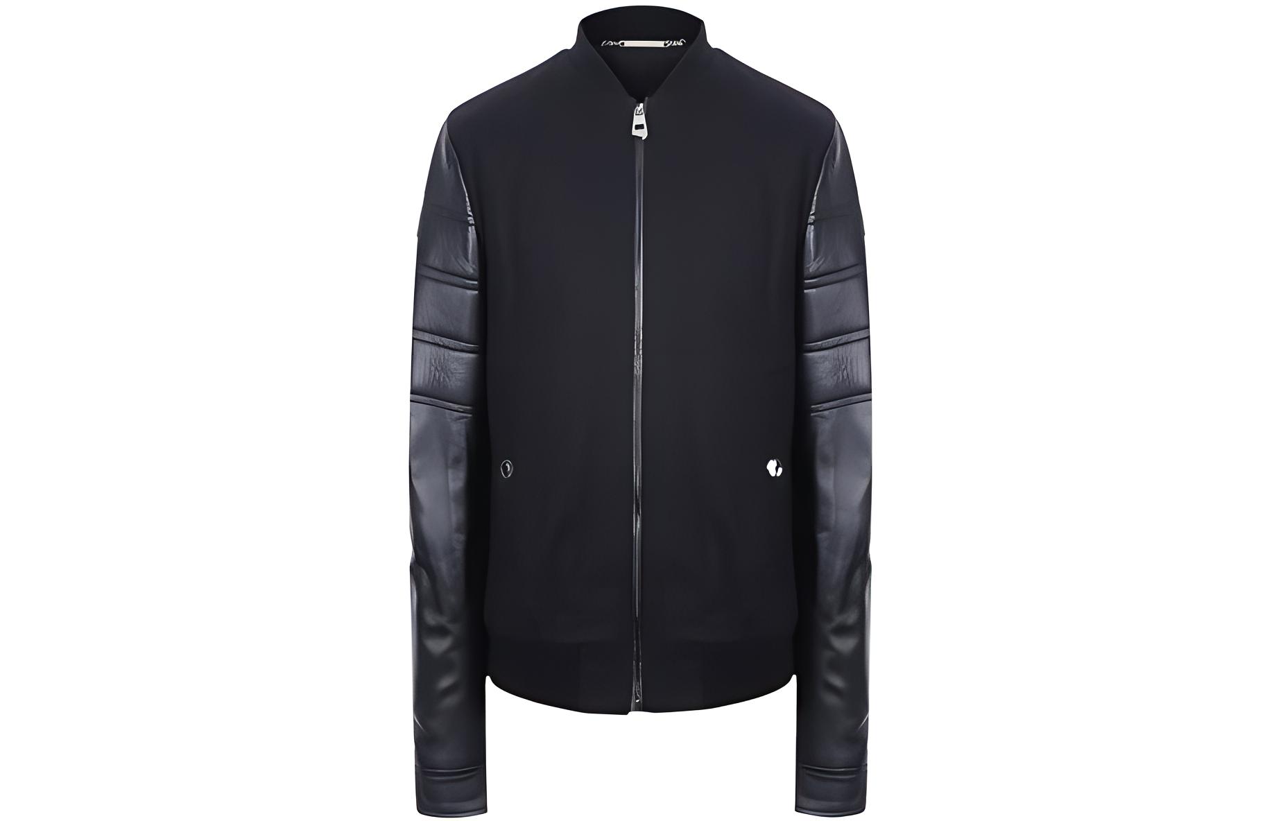 Versace SS23 Solid Color Zip-Up Stand Collar Jacket - Black V400139-VP00041-V1008