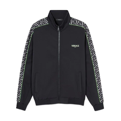 Versace SS23 Solid Color Zip-Up Track Jacket Black 1007845-1A05640-5B970