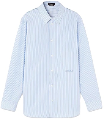 VERSACE SS23 Baju Lengan Panjang Logo Berjalur Biru 1010681-1A07743-5V510 Order VERSACE SS23 Baju Lengan Panjang Logo Berjalur Biru 1010681-1A07743-5V510