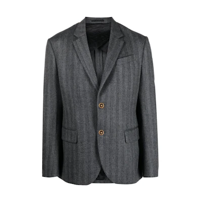 VERSACE SS23 Striped Single-Breasted Blazer Long Sleeve - Grey. 1008069-1A05345-1E100