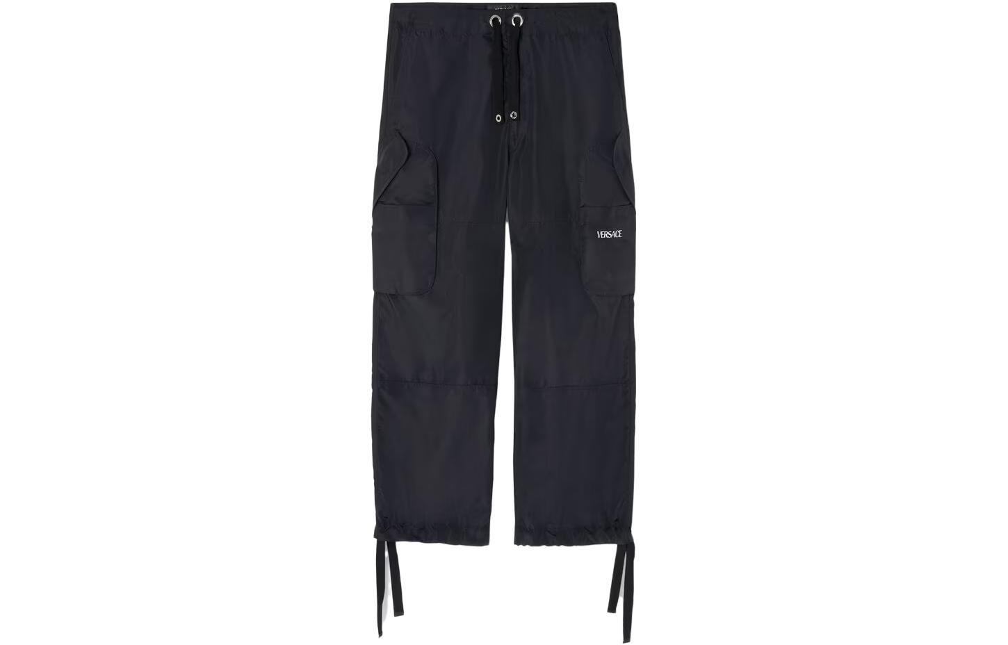 Order VERSACE SS23 Unisex Solid Color Drawstring Casual Pants Black 1008344-1A06428-1B000