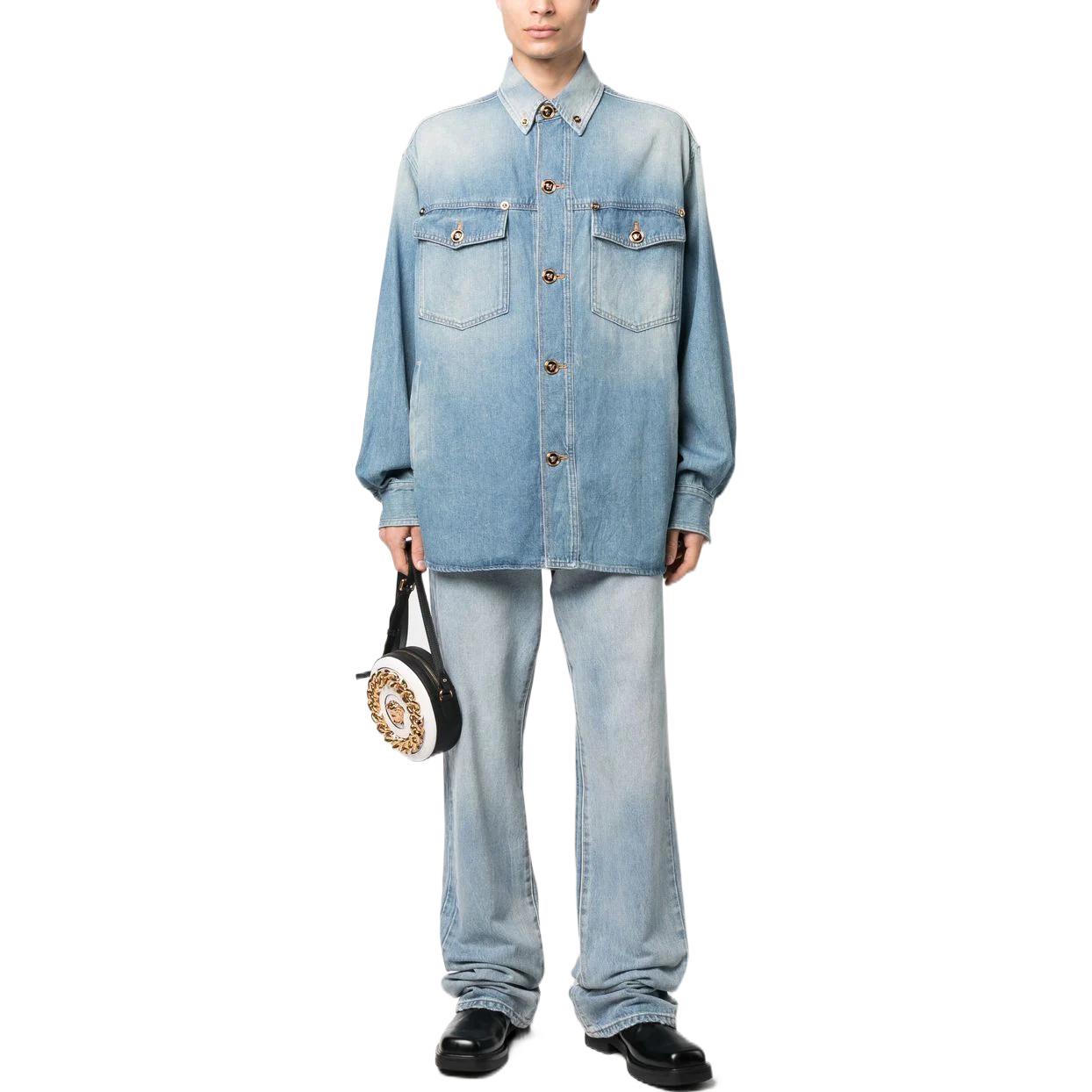 VERSACE SS23 Washed Casual Denim Jacket with Shirt Collar Blue - 1008601-1A05561-1D500 圖 3