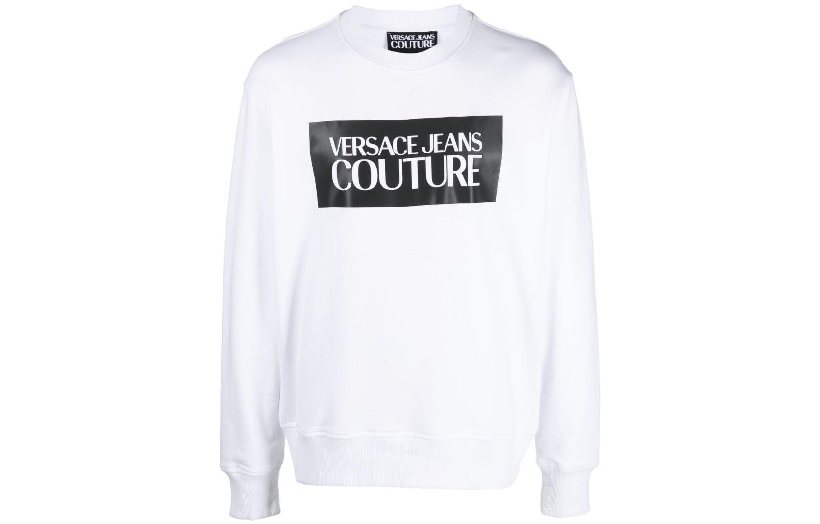 Versace SS23 White Crewneck Sweatshirt with Logo Print 74GAIF07-CF02F-003