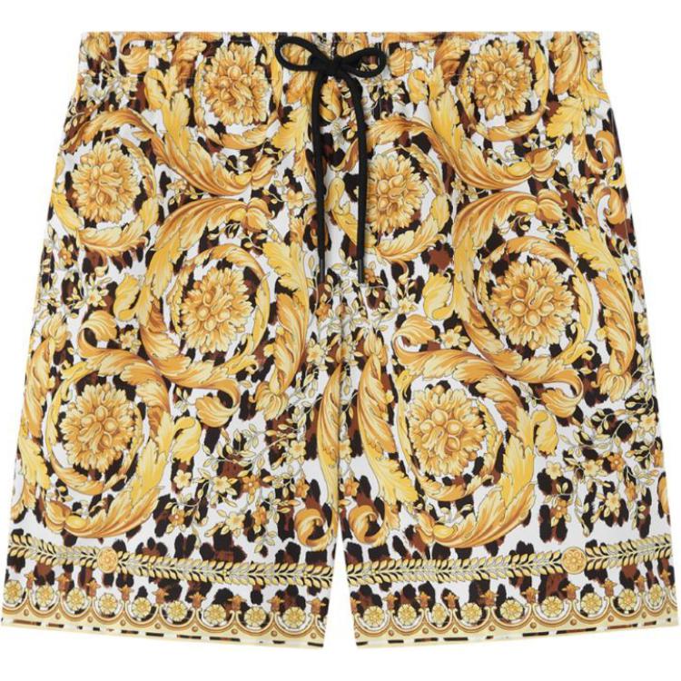 VERSACE SS24  Amber Yellow Patterned Tie Swim Shorts 1016218-1A12308-5W050