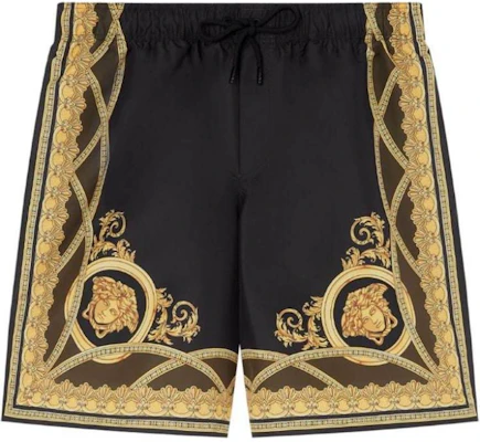 VERSACE SS24 Shorts Negros Rectos de Playa con Estampado Barroco. 1016218-1A11364-5BC60 Order VERSACE SS24 Shorts Negros Rectos de Playa con Estampado Barroco. 1016218-1A11364-5BC60