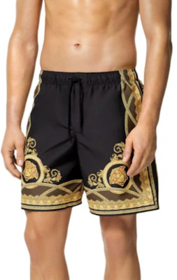 VERSACE SS24 Shorts Negros Rectos de Playa con Estampado Barroco. 1016218-1A11364-5BC60 Shop VERSACE SS24 Shorts Negros Rectos de Playa con Estampado Barroco. 1016218-1A11364-5BC60