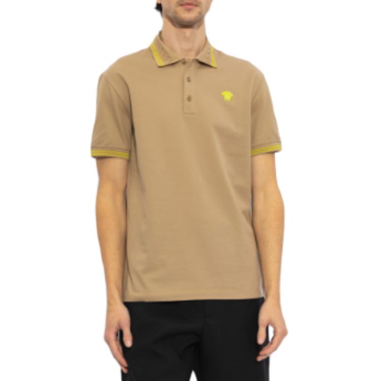 VERSACE SS24  Beige Polo Shirt with Logo Embroidery Short Sleeve Pullover. 1013910-1A09860-1KD40 圖 4