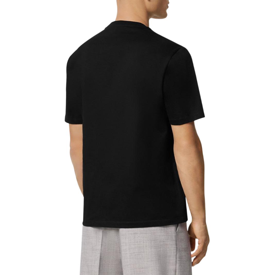 Shop 范思哲 SS24 黑色刺绣徽标设计圆领T恤. 1013302-1A11370-1B000
