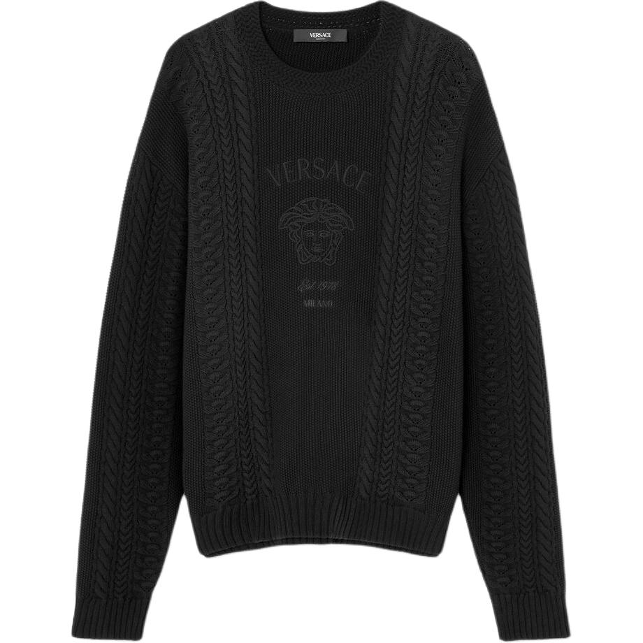 VERSACE SS24  Black Knit Sweater with Solid Logo Embroidery. 1015634-1A11003-1B000 圖 2