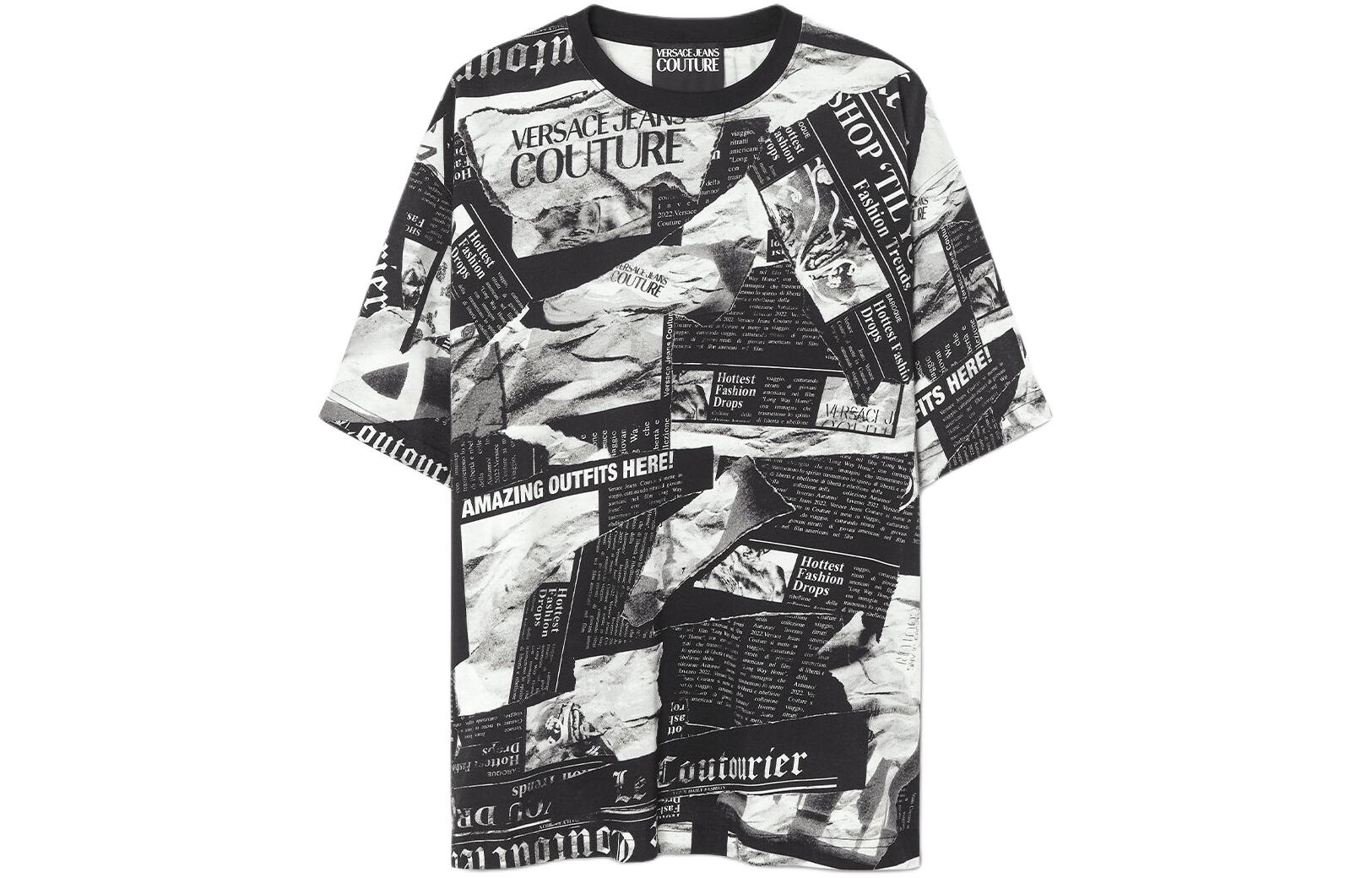 VERSACE SS24  Black Letter Print Relaxed Fit Crew Neck T-Shirt E76GAH6L0-EJS275-E899