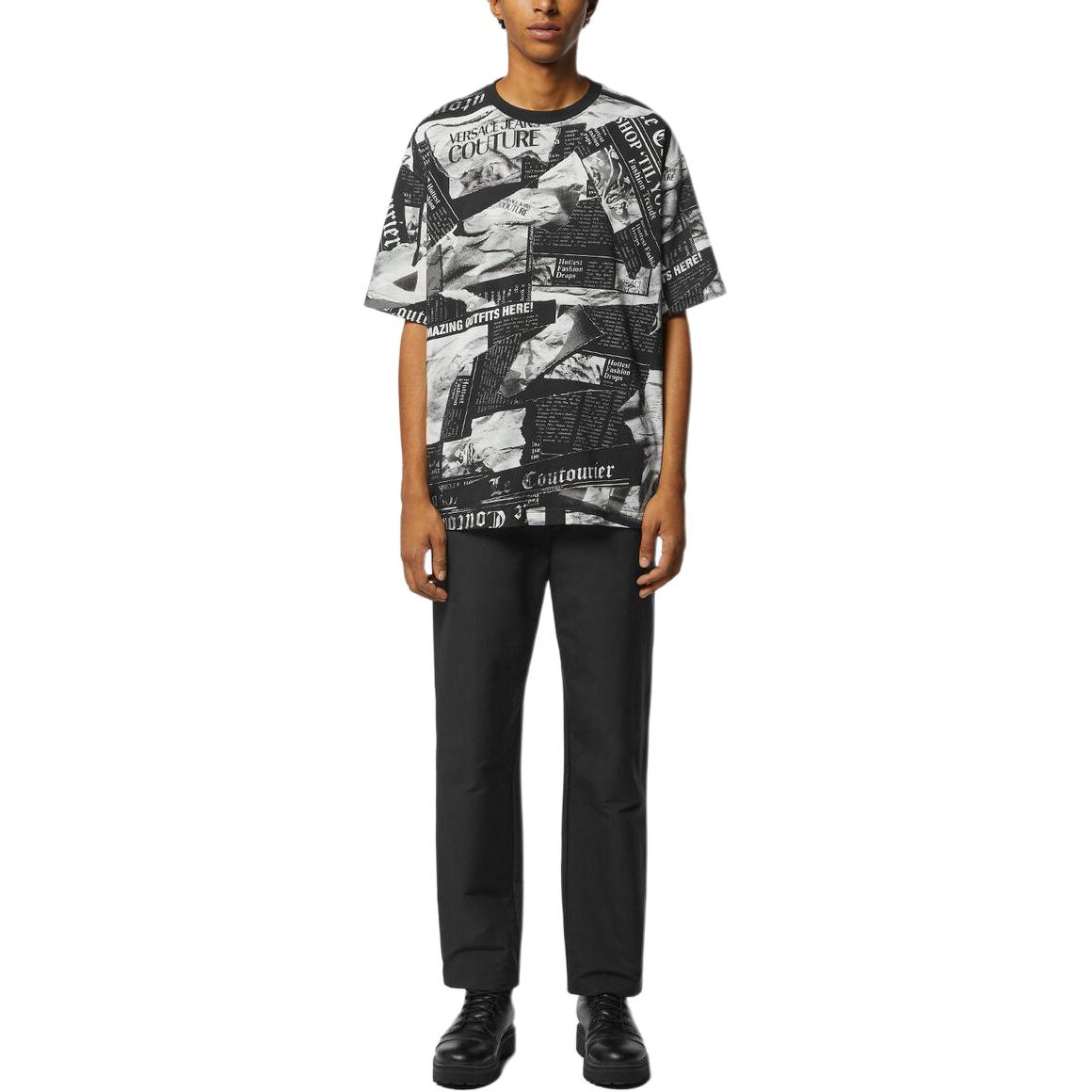 Lookbook 范思哲 SS24 黑色字母印花宽松款圆领T恤 E76GAH6L0-EJS275-E899