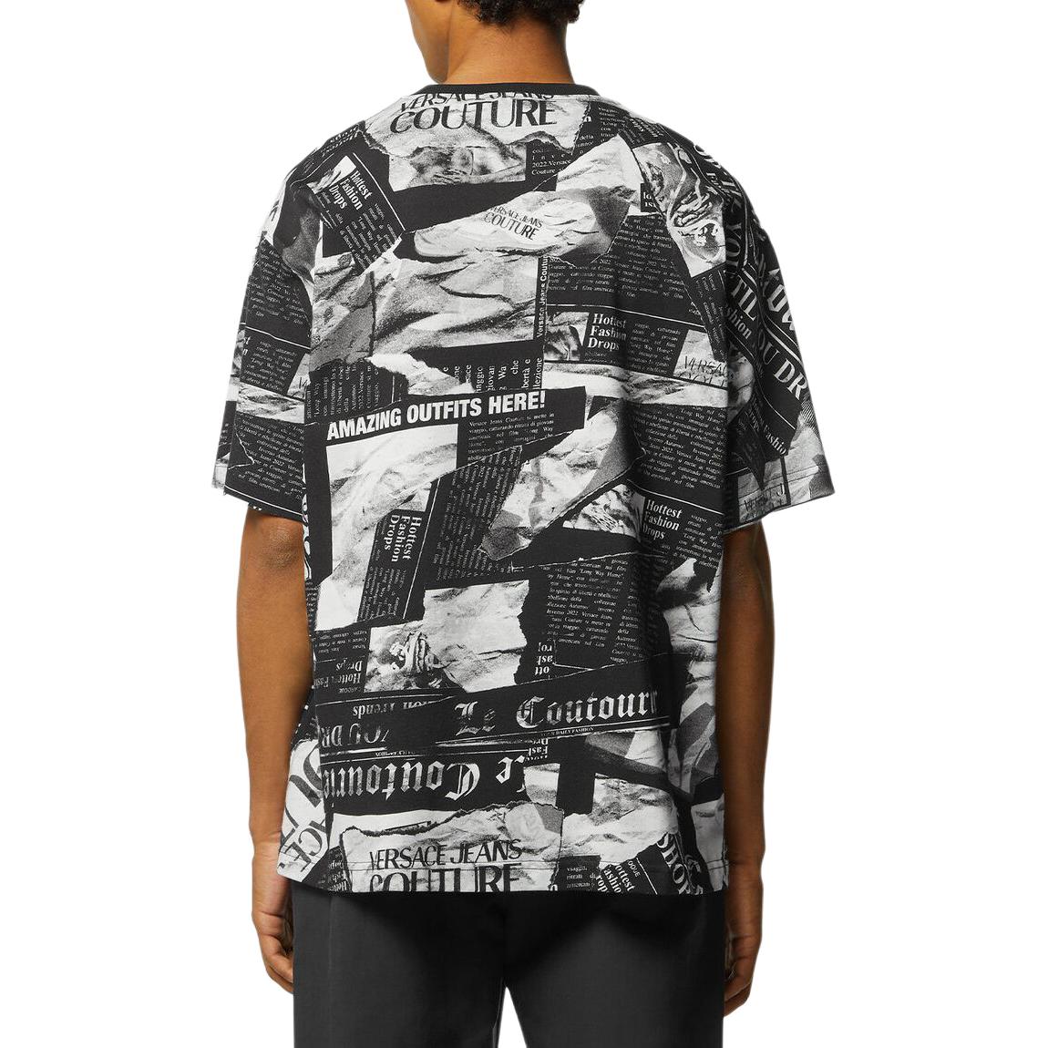 Shop 范思哲 SS24 黑色字母印花宽松款圆领T恤 E76GAH6L0-EJS275-E899