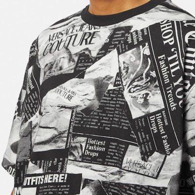 范思哲 SS24 黑色字母印花宽松款圆领T恤 E76GAH6L0-EJS275-E899 Details for 范思哲 SS24 黑色字母印花宽松款圆领T恤 E76GAH6L0-EJS275-E899