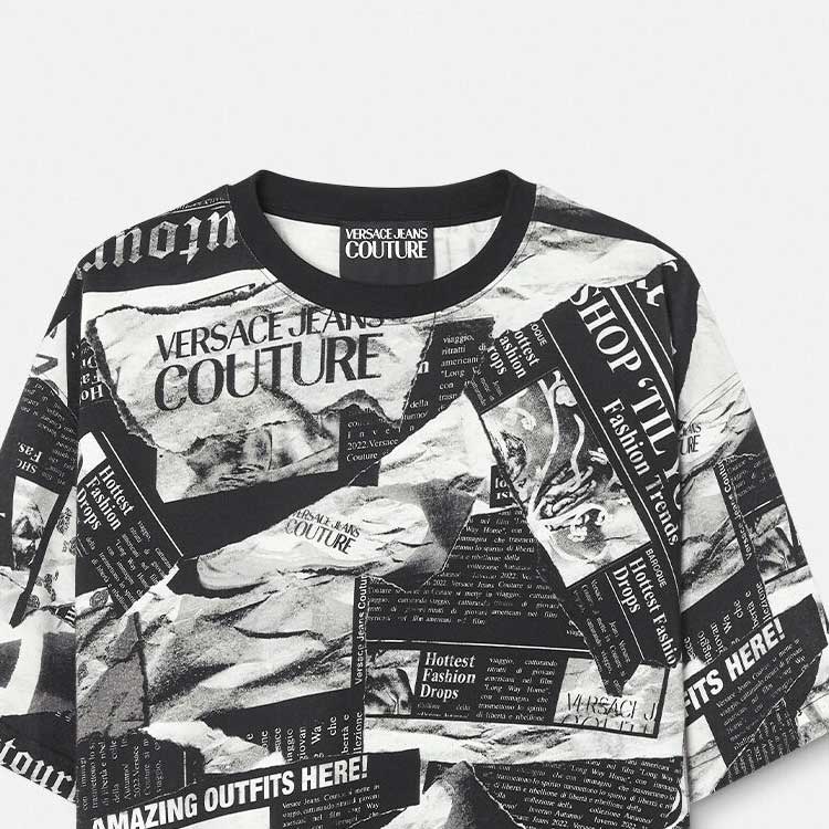 Sizing 范思哲 SS24 黑色字母印花宽松款圆领T恤 E76GAH6L0-EJS275-E899