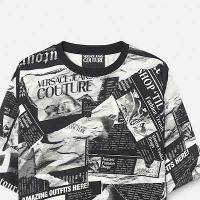 范思哲 SS24 黑色字母印花宽松款圆领T恤 E76GAH6L0-EJS275-E899 Sizing 范思哲 SS24 黑色字母印花宽松款圆领T恤 E76GAH6L0-EJS275-E899