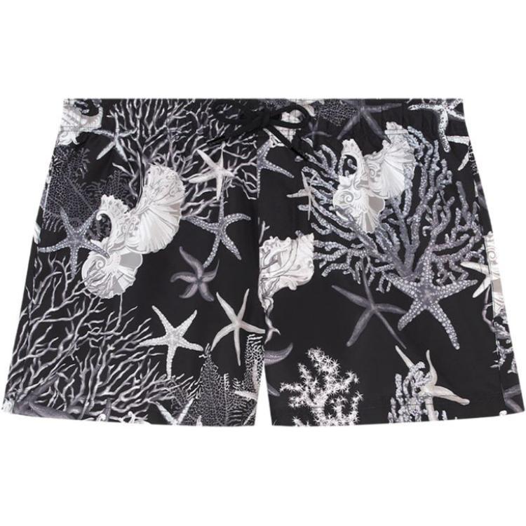 Order 베르사체 SS24 블랙 패턴 밴딩 스트레이트 비치 반바지. 1016217-1A11347-5BC70