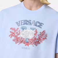 Details for VERSACE SS24 藍色圓領T恤 字母刺繡設計 1013302-1A11370-1VD90