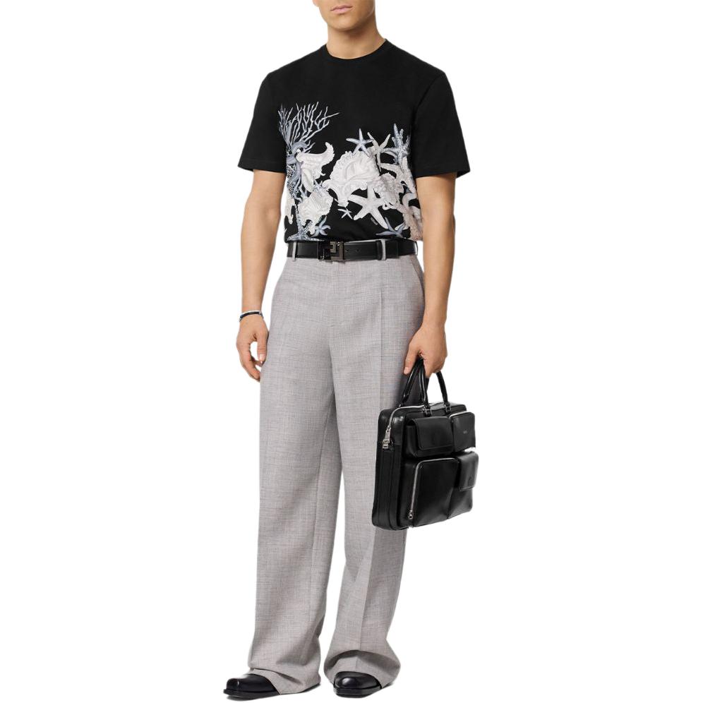 Versace SS24  Floral Print Crew Neck T-Shirt Black Short Sleeve Tee 1013302-1A11409-2B510 圖 3