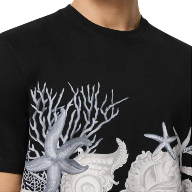 Versace SS24  Floral Print Crew Neck T-Shirt Black Short Sleeve Tee 1013302-1A11409-2B510 圖 6