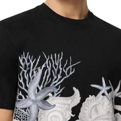 Versace SS24 黑色短袖花卉印花圓領T恤 1013302-1A11409-2B510 Details for Versace SS24 黑色短袖花卉印花圓領T恤 1013302-1A11409-2B510