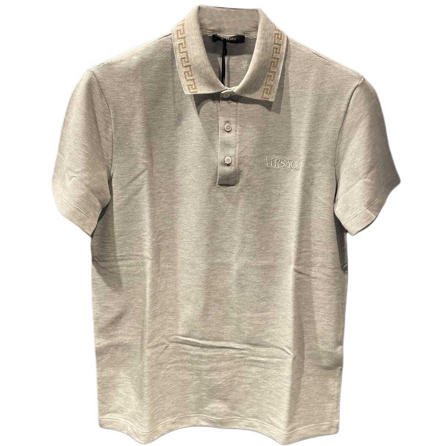 Order VERSACE SS24  Grey Logo Embroidered Casual Polo Shirt. 1011851-A231377-2E800