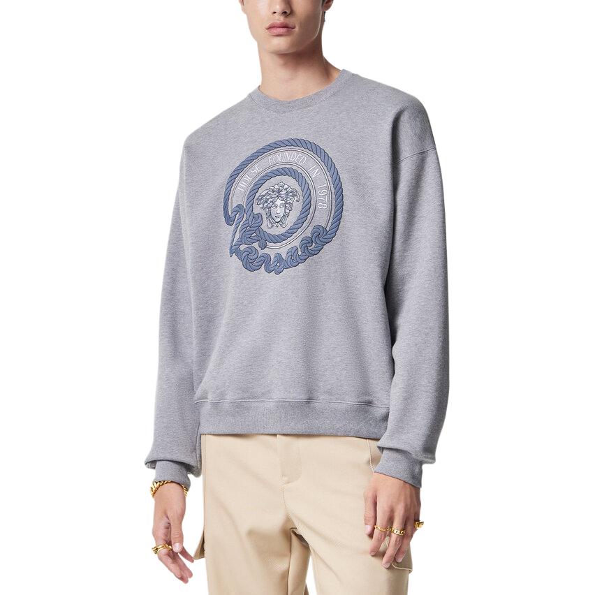 VERSACE SS24  Grey Oversized Crewneck Sweatshirt with Letter Embroidery 1013969-1A09916-1E100 圖 4