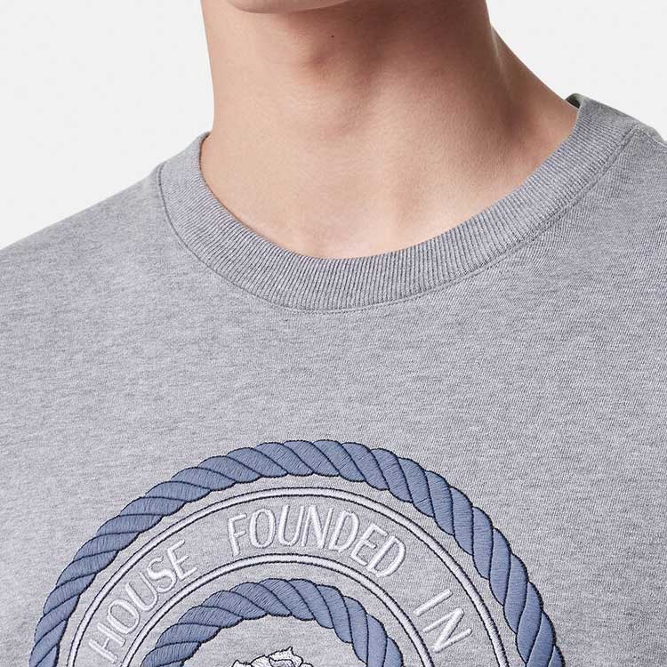 VERSACE SS24  Grey Oversized Crewneck Sweatshirt with Letter Embroidery 1013969-1A09916-1E100 圖 7