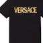 Shop VERSACE SS24 Logo Embroidered Crew Neck T-Shirt Black 1011860-A230901-2B150