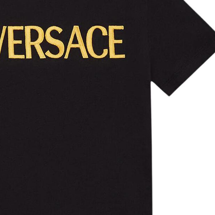 Purchase VERSACE SS24  Logo Embroidered Crew Neck T-Shirt Black 1011860-A230901-2B150
