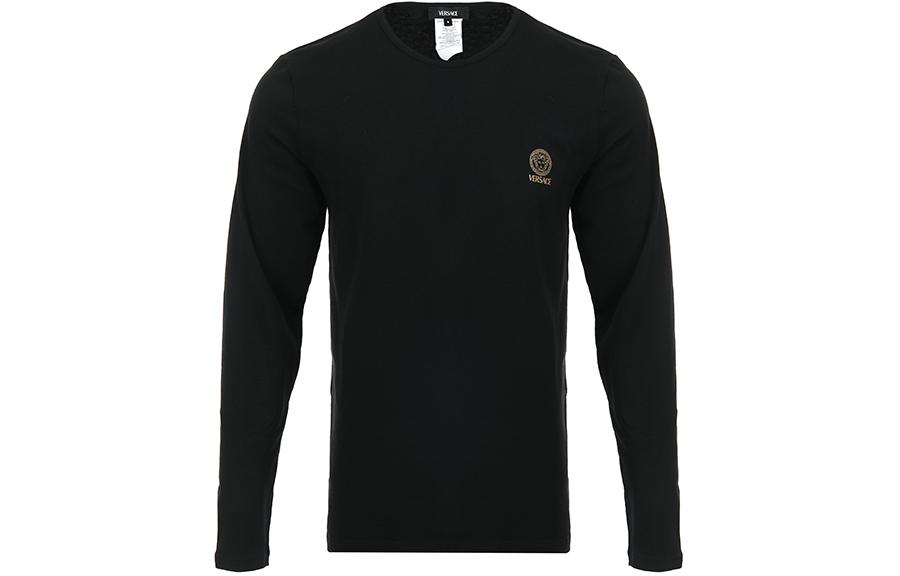 Lookbook ヴェルサーチ SS24 ロゴプリント 長袖 Tシャツ 2枚セット ブラック AU10197-1A1001-1A1008